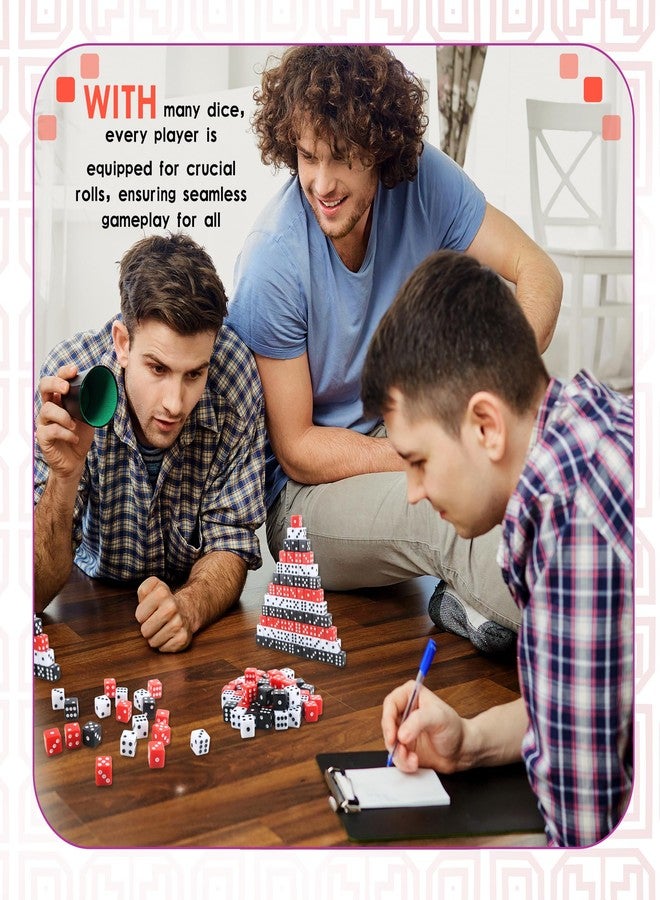 Cotiny 180 Pcs 16mm Dice Bulk Acrylic 6 Sided Dice Bulk Black White Red Square Corner Dices for Casino Theme Board Game Vegas Casino Birthday Party Supplies, 3 Colors - Image 3